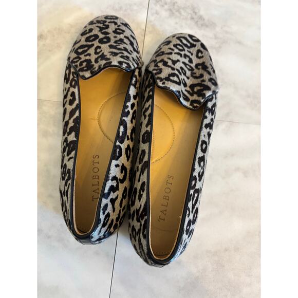 Talbots Women's Animal Print Flats Size 7.5 Leather Upper Gray Black Loafers - Picture 5 of 7